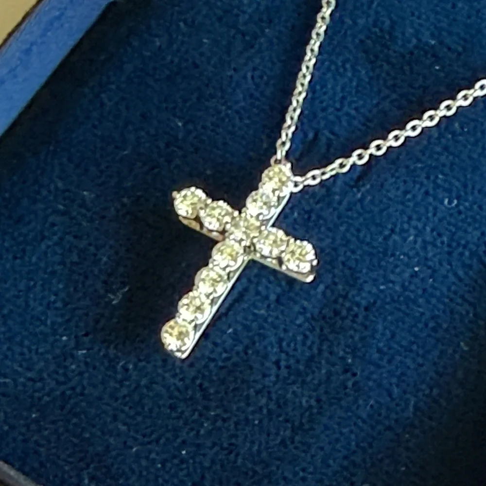 Tiffany & Co. Platinum & Diamond Cross Pendant Necklace